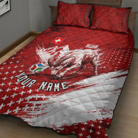 Personalized Switzerland Ibex Soccer 2026 Quilt Bed Set Grunge Swiss Football Cross Mountain