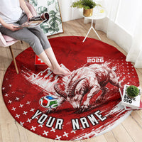 Personalized Switzerland Ibex Soccer 2026 Round Carpet Grunge Swiss Football Cross Mountain