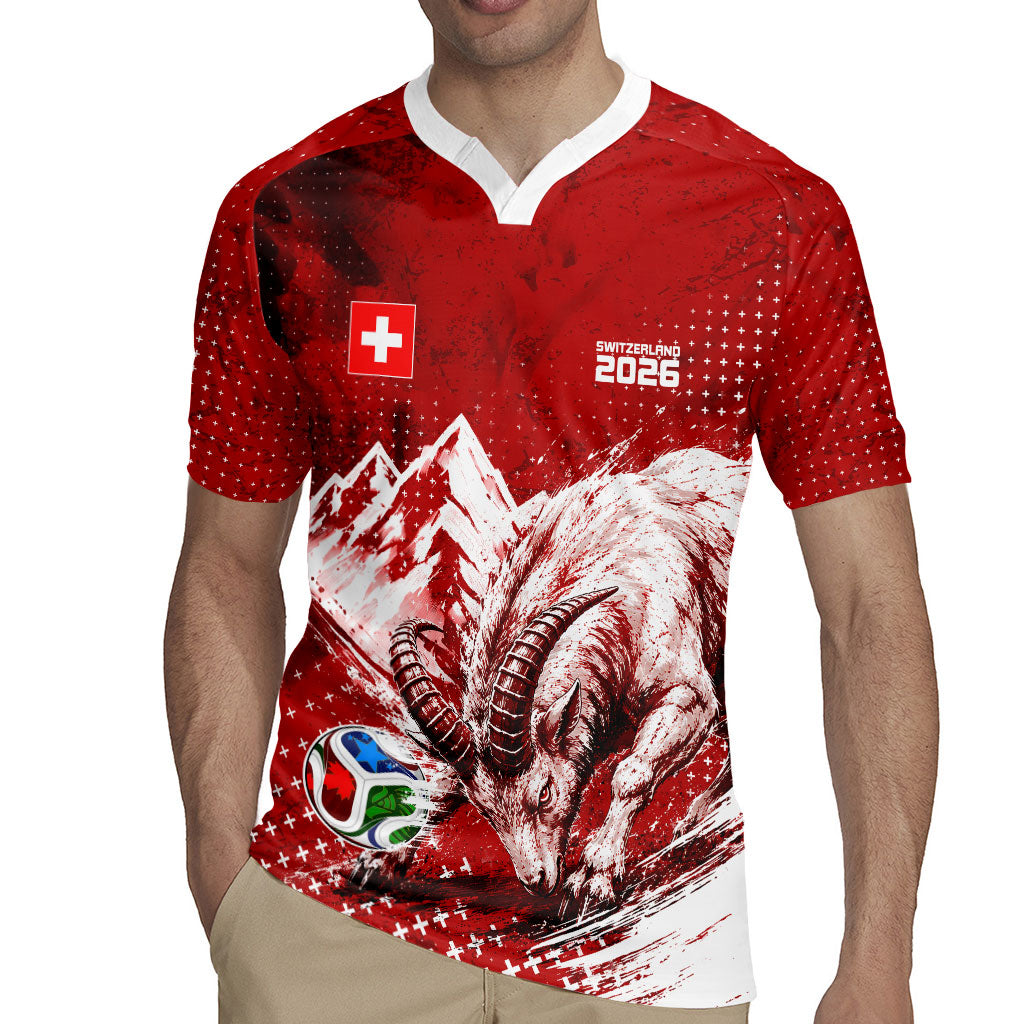 Personalized Switzerland Ibex Soccer 2026 Rugby Jersey Grunge Swiss Football Cross Mountain