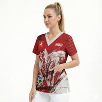 Personalized Switzerland Ibex Soccer 2026 Scrub Top Grunge Swiss Football Cross Mountain
