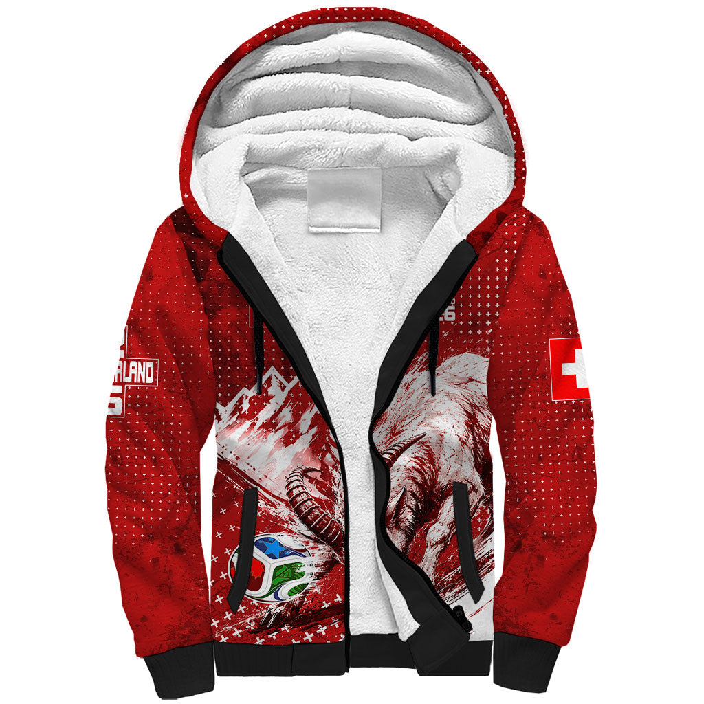 Personalized Switzerland Ibex Soccer 2026 Sherpa Hoodie Grunge Swiss Football Cross Mountain