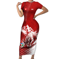 Personalized Switzerland Ibex Soccer 2026 Short Sleeve Bodycon Dress Grunge Swiss Football Cross Mountain