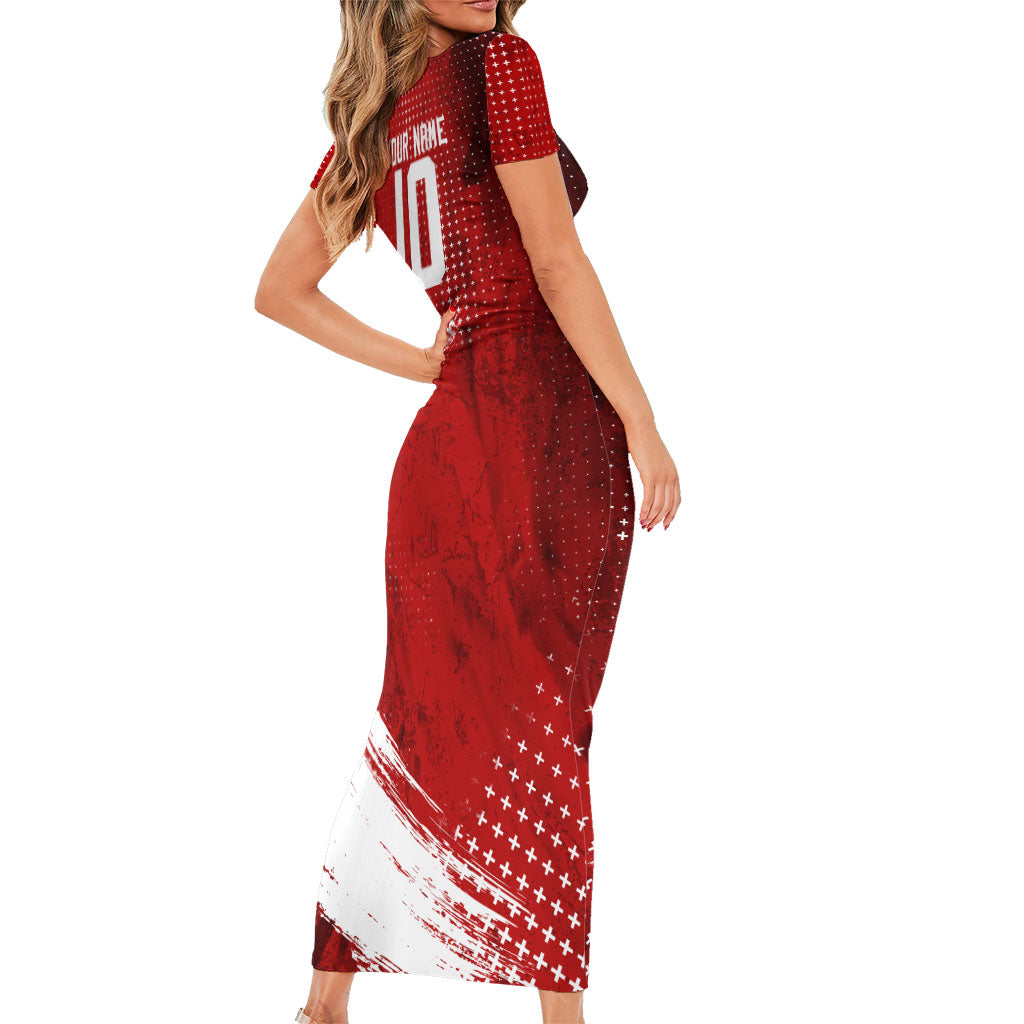 Personalized Switzerland Ibex Soccer 2026 Short Sleeve Bodycon Dress Grunge Swiss Football Cross Mountain