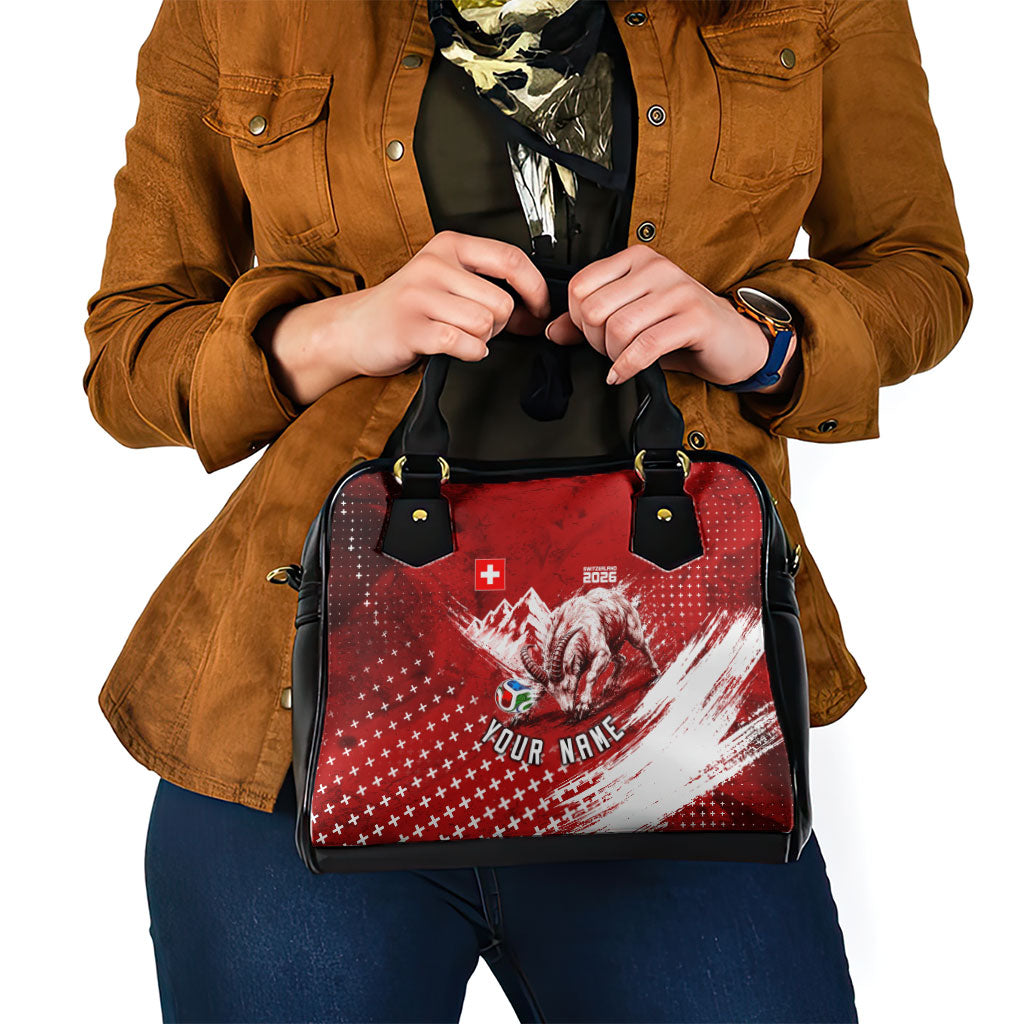 Personalized Switzerland Ibex Soccer 2026 Shoulder Handbag Grunge Swiss Football Cross Mountain