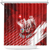 Personalized Switzerland Ibex Soccer 2026 Shower Curtain Grunge Swiss Football Cross Mountain
