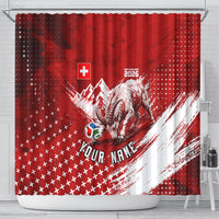 Personalized Switzerland Ibex Soccer 2026 Shower Curtain Grunge Swiss Football Cross Mountain