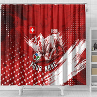 Personalized Switzerland Ibex Soccer 2026 Shower Curtain Grunge Swiss Football Cross Mountain