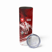 Personalized Switzerland Ibex Soccer 2026 Skinny Tumbler Grunge Swiss Football Cross Mountain