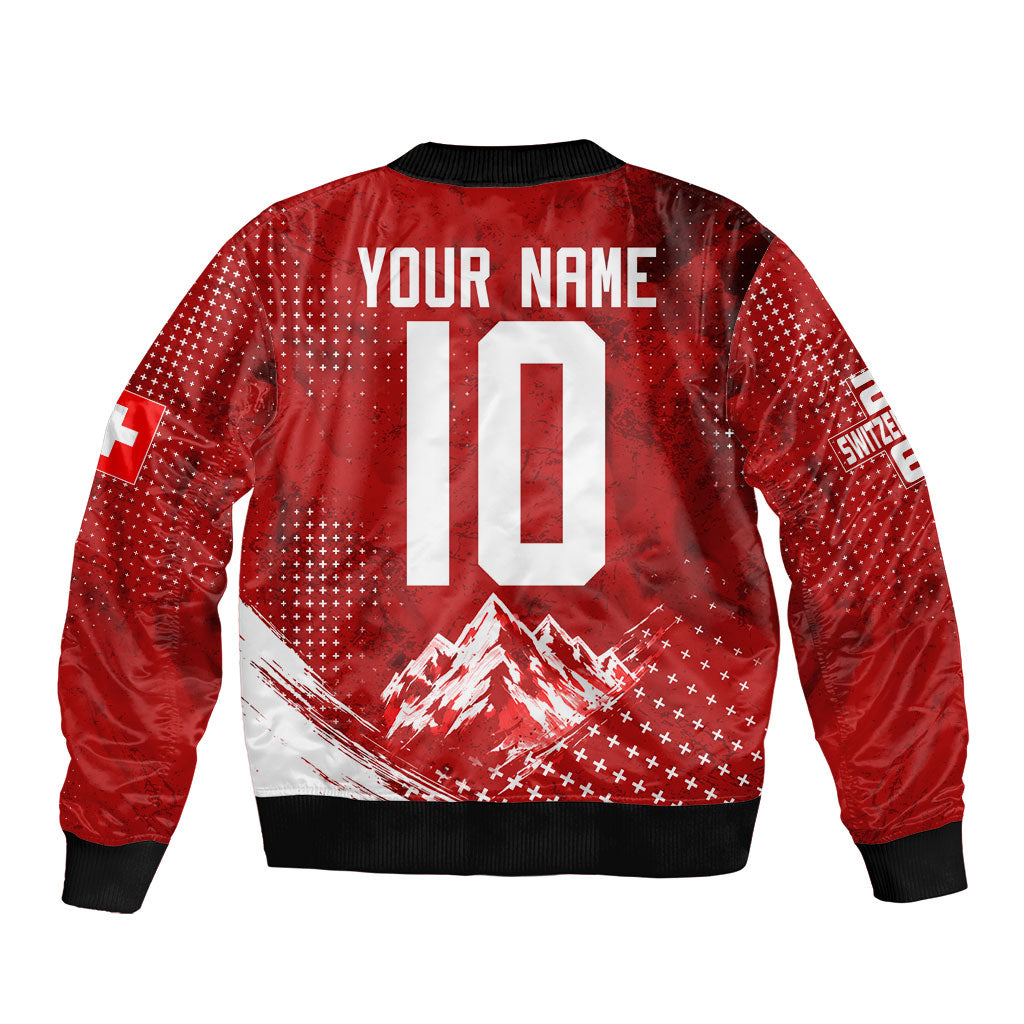 Personalized Switzerland Ibex Soccer 2026 Sleeve Zip Bomber Jacket Grunge Swiss Football Cross Mountain