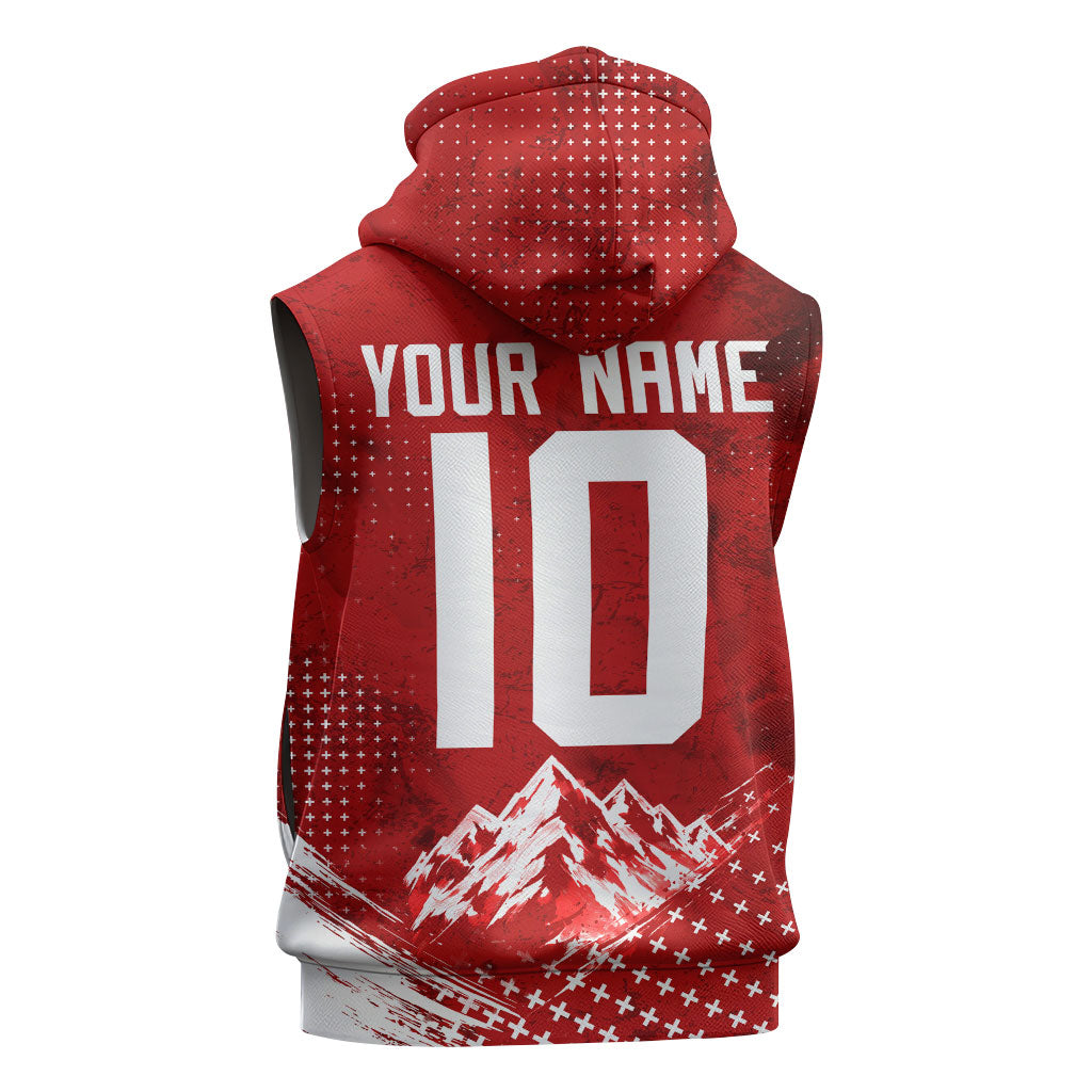 Personalized Switzerland Ibex Soccer 2026 Sleeveless Hoodie Grunge Swiss Football Cross Mountain