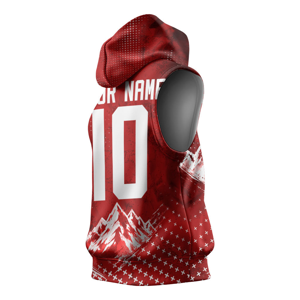 Personalized Switzerland Ibex Soccer 2026 Sleeveless Hoodie Grunge Swiss Football Cross Mountain