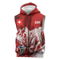 Personalized Switzerland Ibex Soccer 2026 Sleeveless Zip Hoodie Grunge Swiss Football Cross Mountain