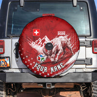 Personalized Switzerland Ibex Soccer 2026 Spare Tire Cover Grunge Swiss Football Cross Mountain