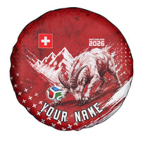 Personalized Switzerland Ibex Soccer 2026 Spare Tire Cover Grunge Swiss Football Cross Mountain