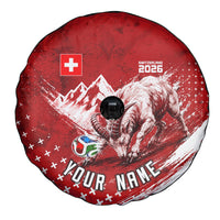 Personalized Switzerland Ibex Soccer 2026 Spare Tire Cover Grunge Swiss Football Cross Mountain