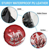 Personalized Switzerland Ibex Soccer 2026 Spare Tire Cover Grunge Swiss Football Cross Mountain