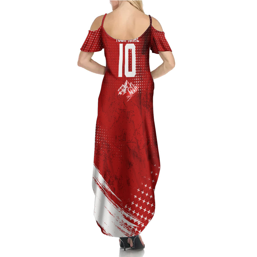 Personalized Switzerland Ibex Soccer 2026 Summer Maxi Dress Grunge Swiss Football Cross Mountain