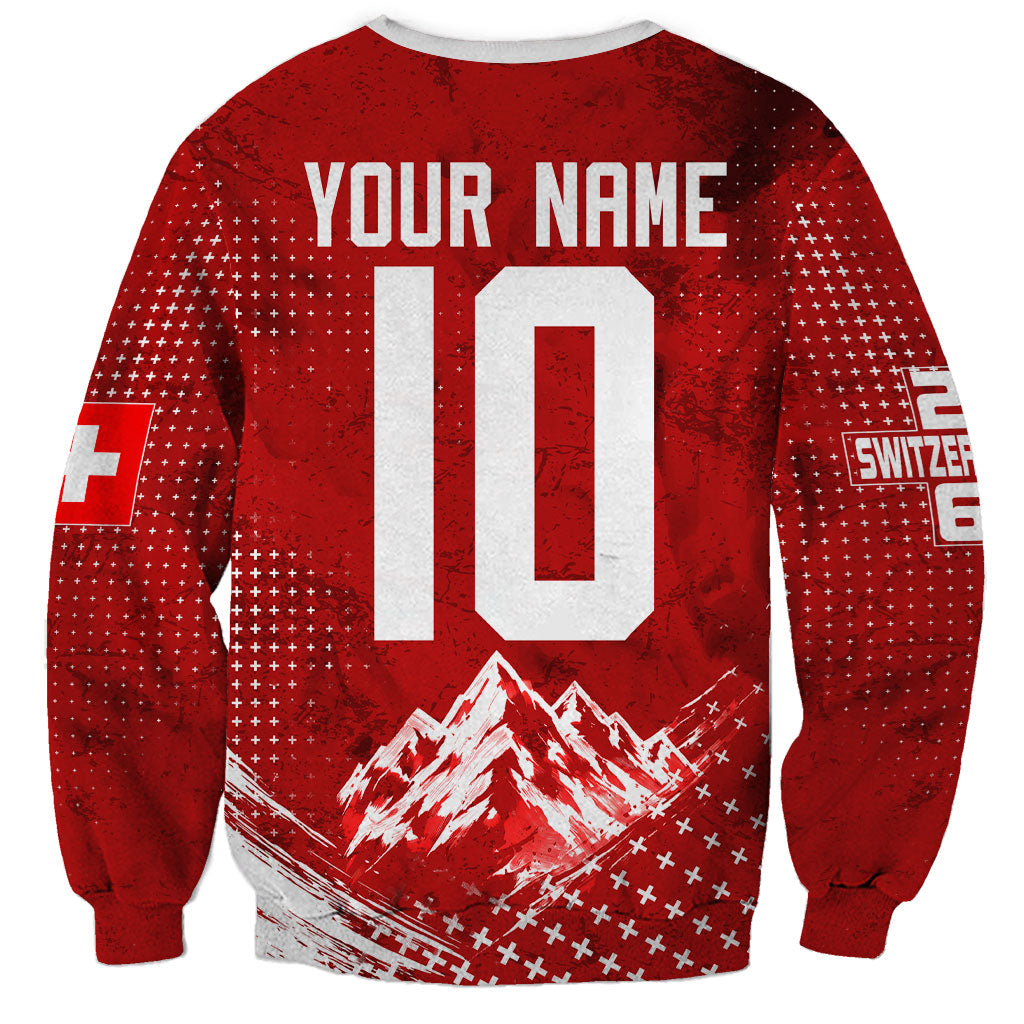 Personalized Switzerland Ibex Soccer 2026 Sweatshirt Grunge Swiss Football Cross Mountain
