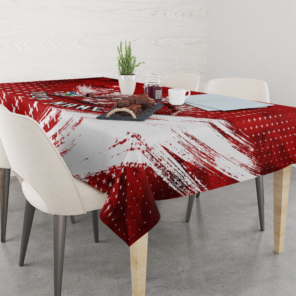 Personalized Switzerland Ibex Soccer 2026 Tablecloth Grunge Swiss Football Cross Mountain