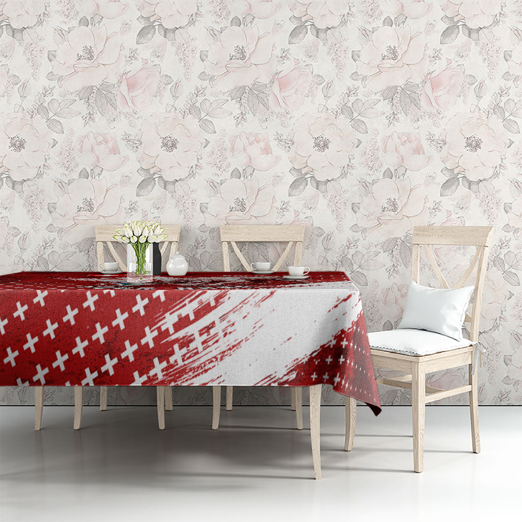 Personalized Switzerland Ibex Soccer 2026 Tablecloth Grunge Swiss Football Cross Mountain
