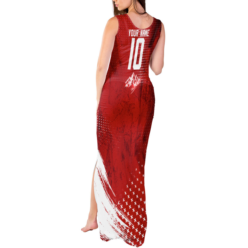 Personalized Switzerland Ibex Soccer 2026 Tank Maxi Dress Grunge Swiss Football Cross Mountain