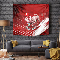 Personalized Switzerland Ibex Soccer 2026 Tapestry Grunge Swiss Football Cross Mountain