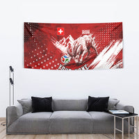 Personalized Switzerland Ibex Soccer 2026 Tapestry Grunge Swiss Football Cross Mountain