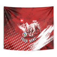 Personalized Switzerland Ibex Soccer 2026 Tapestry Grunge Swiss Football Cross Mountain