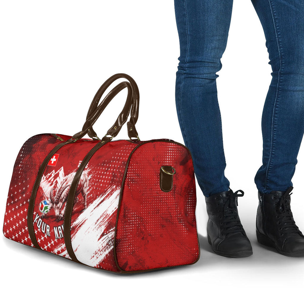 Personalized Switzerland Ibex Soccer 2026 Travel Bag Grunge Swiss Football Cross Mountain
