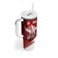 Personalized Switzerland Ibex Soccer 2026 Tumbler With Handle Grunge Swiss Football Cross Mountain