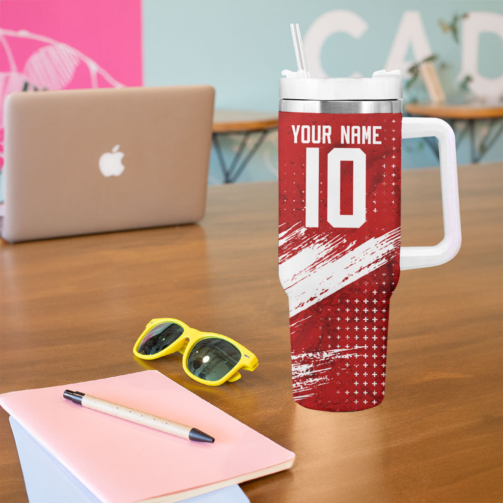 Personalized Switzerland Ibex Soccer 2026 Tumbler With Handle Grunge Swiss Football Cross Mountain