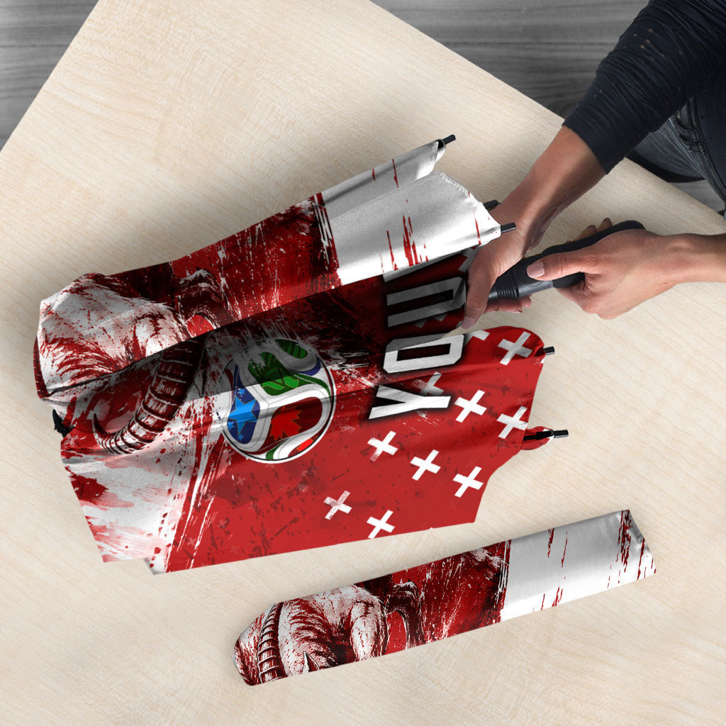 Personalized Switzerland Ibex Soccer 2026 Umbrella Grunge Swiss Football Cross Mountain