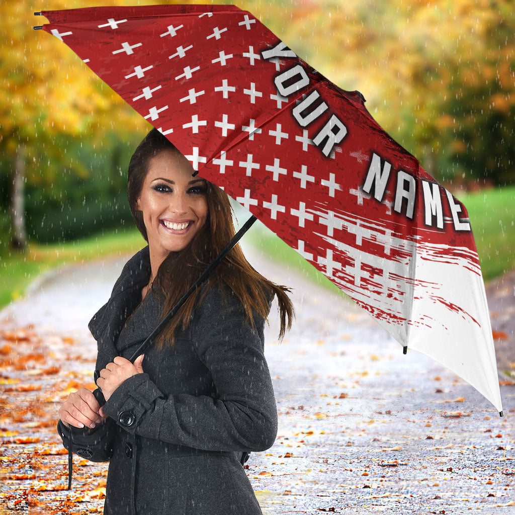 Personalized Switzerland Ibex Soccer 2026 Umbrella Grunge Swiss Football Cross Mountain
