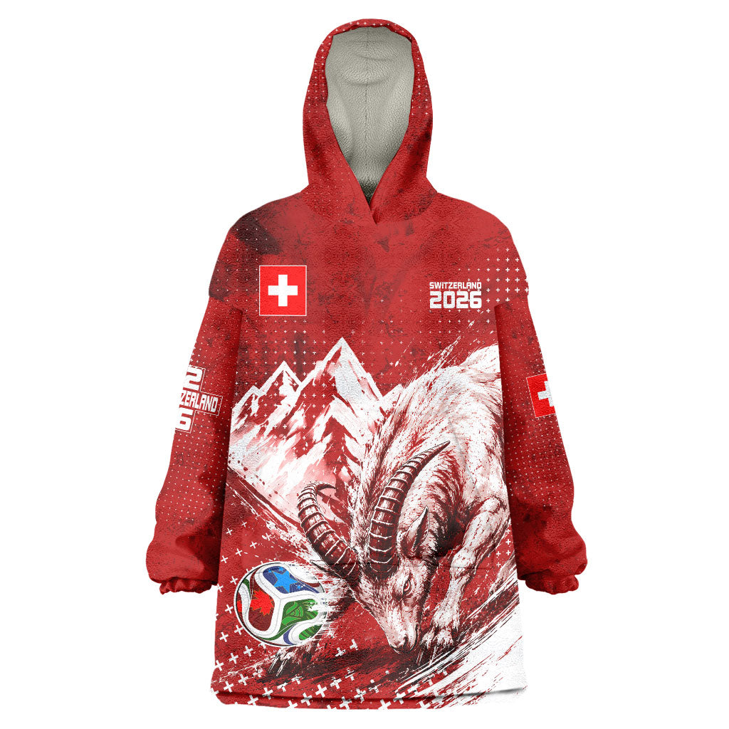 Personalized Switzerland Ibex Soccer 2026 Wearable Blanket Hoodie Grunge Swiss Football Cross Mountain