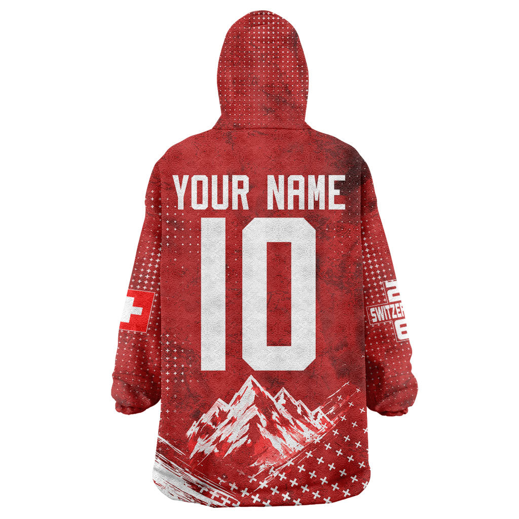 Personalized Switzerland Ibex Soccer 2026 Wearable Blanket Hoodie Grunge Swiss Football Cross Mountain
