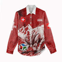 Personalized Switzerland Ibex Soccer 2026 Women Casual Shirt Grunge Swiss Football Cross Mountain