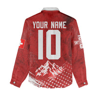 Personalized Switzerland Ibex Soccer 2026 Women Casual Shirt Grunge Swiss Football Cross Mountain