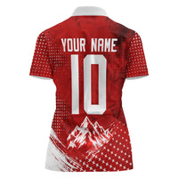 Personalized Switzerland Ibex Soccer 2026 Women Polo Shirt Grunge Swiss Football Cross Mountain