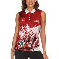 Personalized Switzerland Ibex Soccer 2026 Women Sleeveless Polo Shirt Grunge Swiss Football Cross Mountain