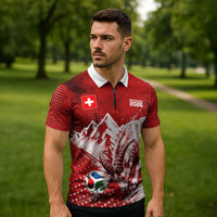 Personalized Switzerland Ibex Soccer 2026 Zipper Polo Shirt Grunge Swiss Football Cross Mountain