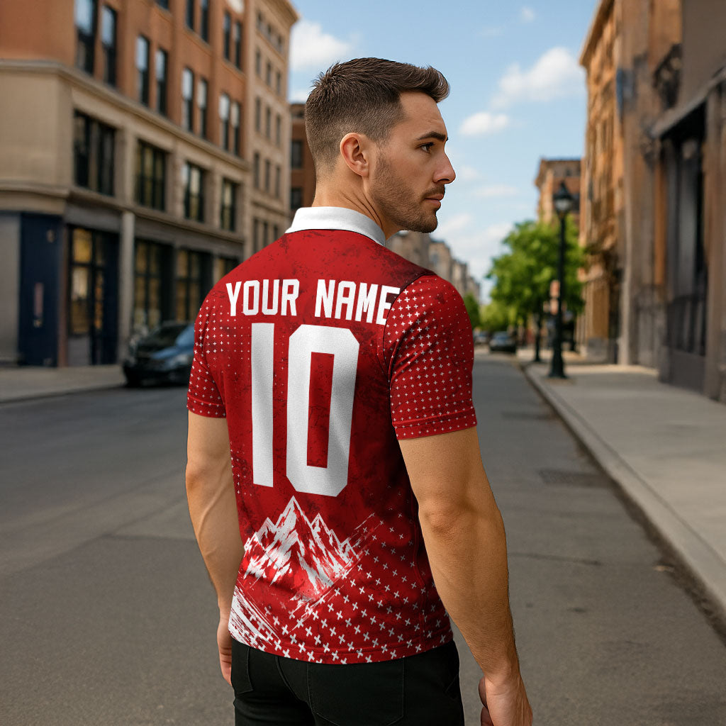 Personalized Switzerland Ibex Soccer 2026 Zipper Polo Shirt Grunge Swiss Football Cross Mountain