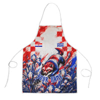 Personalized Croatia Marten Soccer 2026 Apron Football Grunge Checkerboard Croatian Iris Floral