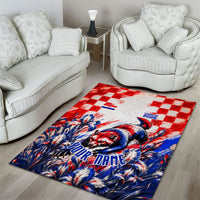 Personalized Croatia Marten Soccer 2026 Area Rug Football Grunge Checkerboard Croatian Iris Floral