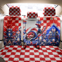 Personalized Croatia Marten Soccer 2026 Back Car Seat Cover Football Grunge Checkerboard Croatian Iris Floral