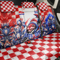 Personalized Croatia Marten Soccer 2026 Back Car Seat Cover Football Grunge Checkerboard Croatian Iris Floral