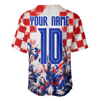 Personalized Croatia Marten Soccer 2026 Baseball Jersey Football Grunge Checkerboard Croatian Iris Floral