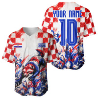 Personalized Croatia Marten Soccer 2026 Baseball Jersey Football Grunge Checkerboard Croatian Iris Floral