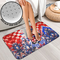 Personalized Croatia Marten Soccer 2026 Bathroom Set Football Grunge Checkerboard Croatian Iris Floral