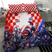 Personalized Croatia Marten Soccer 2026 Bedding Set Football Grunge Checkerboard Croatian Iris Floral