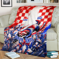 Personalized Croatia Marten Soccer 2026 Blanket Football Grunge Checkerboard Croatian Iris Floral
